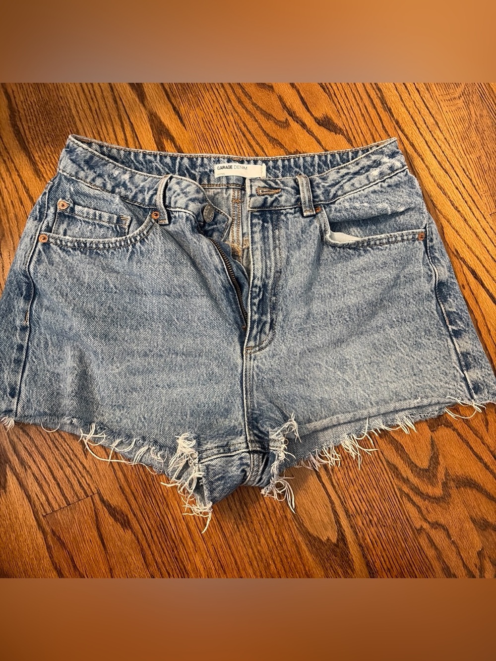 Garage Women's Light Blue Distressed Denim Shorts